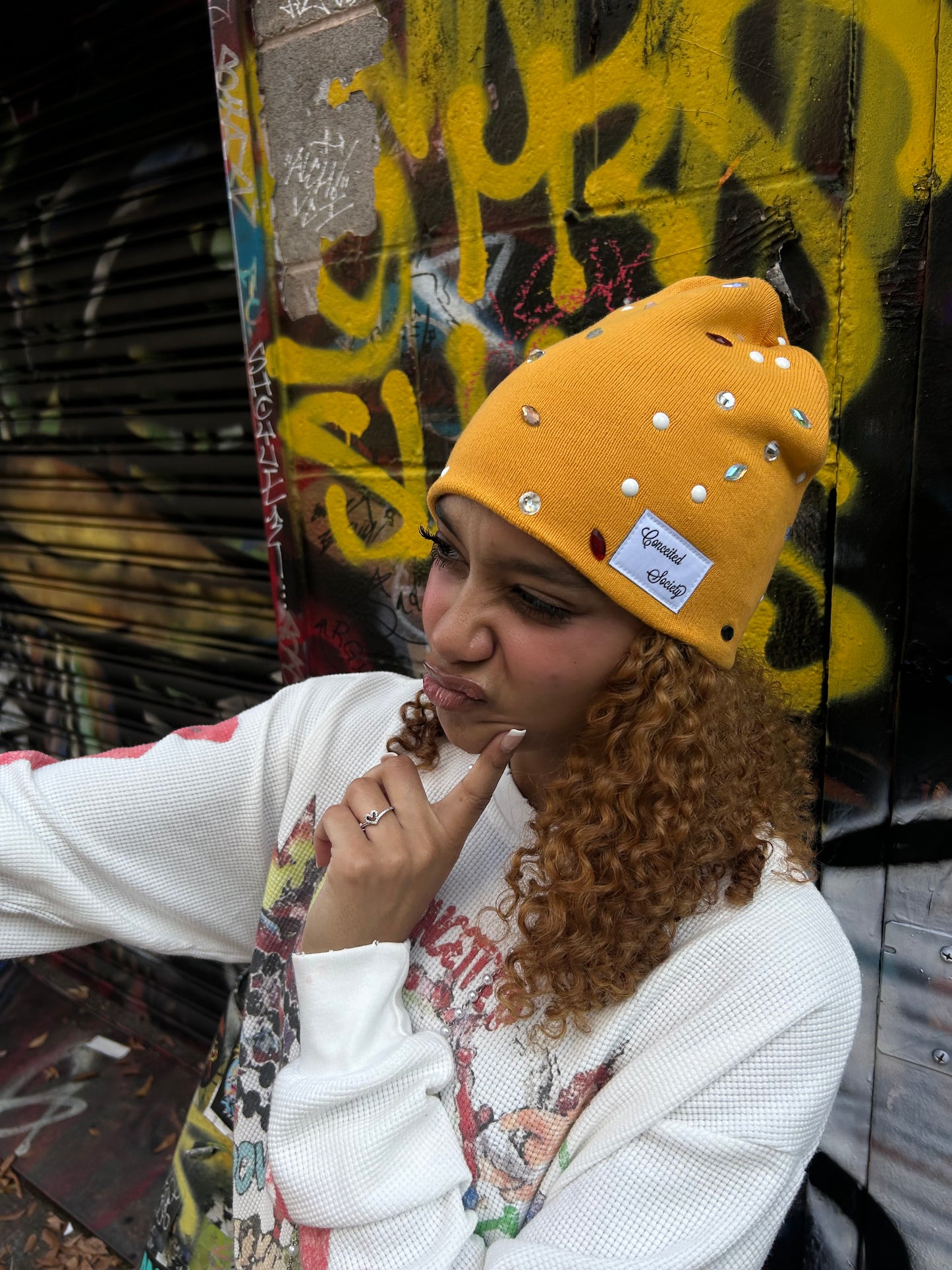 YELLOW BLING BEANIE
